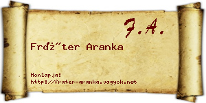Fráter Aranka névjegykártya